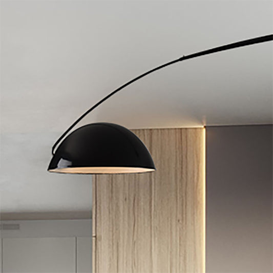 Black/White Dome Shade Ceiling Lamp Modern Style 1 Light Metal Semi Flush Mount with Fishing Rod Design Clearhalo 'Ceiling Lights' 'Close To Ceiling Lights' 'Close to ceiling' 'Semi-flushmount' Lighting' 238438