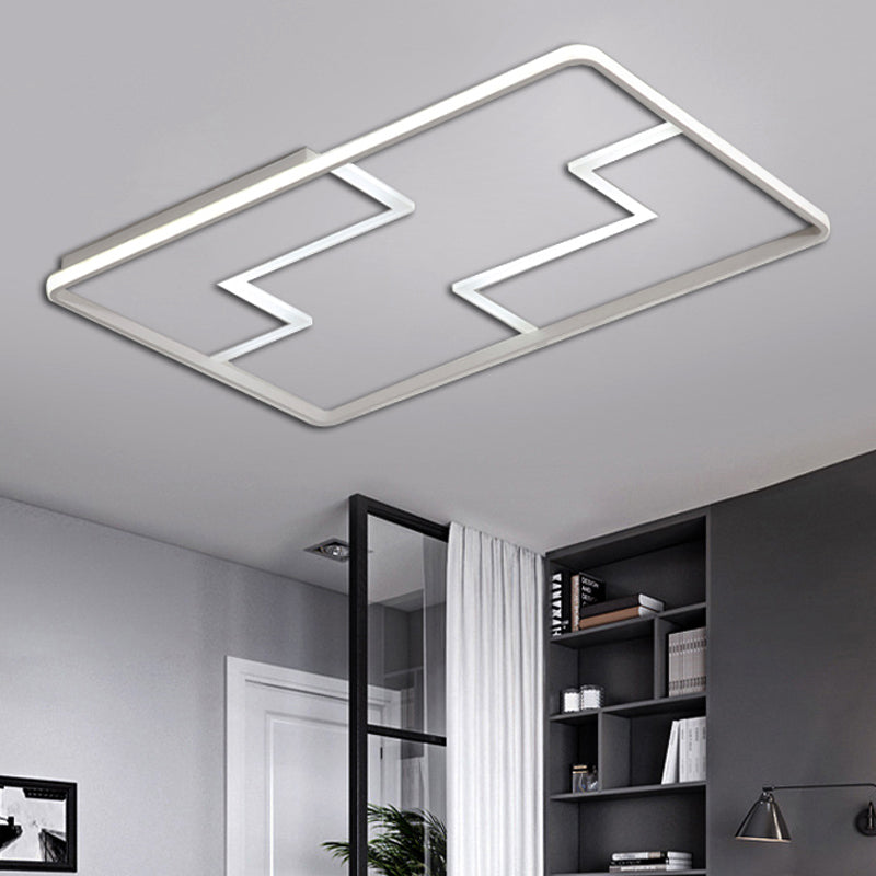 Acrylic Block Flush Ceiling Light Fixture Simplicity 19"/23"/27.5" Wide LED White/Black Flush Mount Lamp in Warm/White Light White Clearhalo 'Ceiling Lights' 'Close To Ceiling Lights' 'Close to ceiling' 'Flush mount' Lighting' 238461