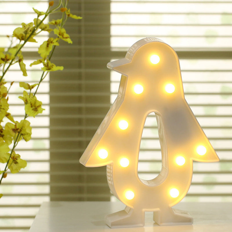 Novelty Decorative LED Modeling Night Light Plastic Girls Room Battery Table Lamp with Hook White Battery Penguin Clearhalo 'Night Lights' 'Wall Lights' Lighting' 2384665