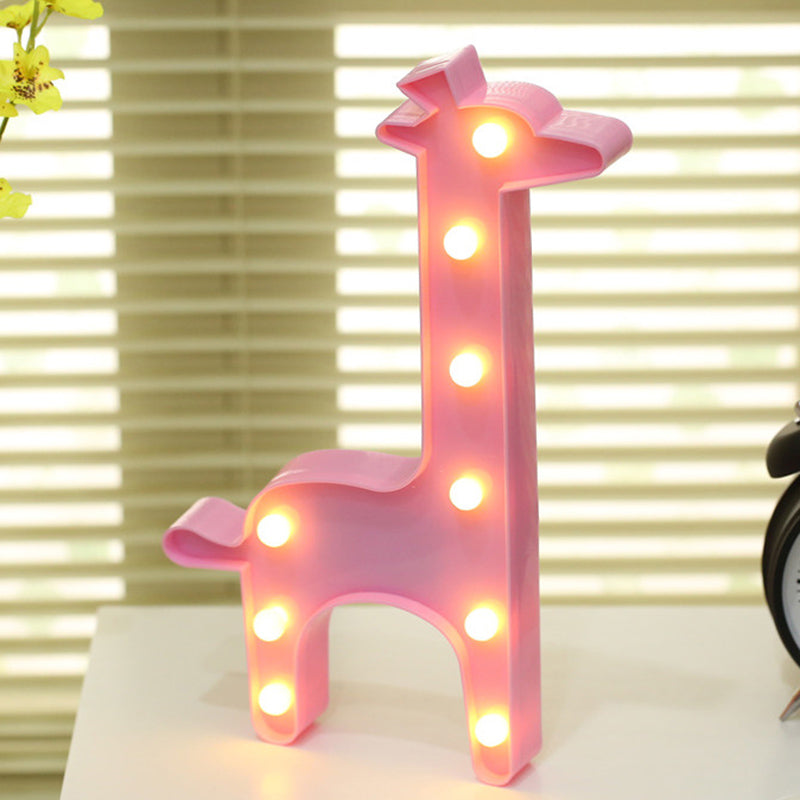 Novelty Decorative LED Modeling Night Light Plastic Girls Room Battery Table Lamp with Hook Pink Battery Giraffe Clearhalo 'Night Lights' 'Wall Lights' Lighting' 2384668