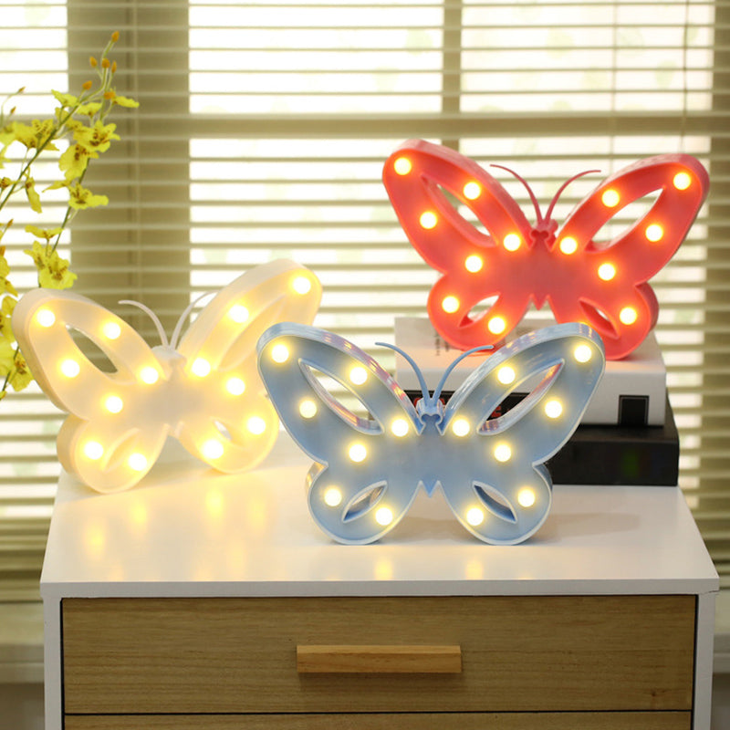 Novelty Decorative LED Modeling Night Light Plastic Girls Room Battery Table Lamp with Hook Battery Butterfly Clearhalo 'Night Lights' 'Wall Lights' Lighting' 2384671