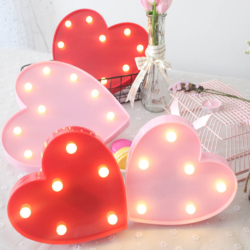 Loving Heart Shaped Battery Night Lamp Decorative Plastic Wedding Party LED Festive Light Clearhalo 'Night Lights' 'Wall Lights' Lighting' 2384676