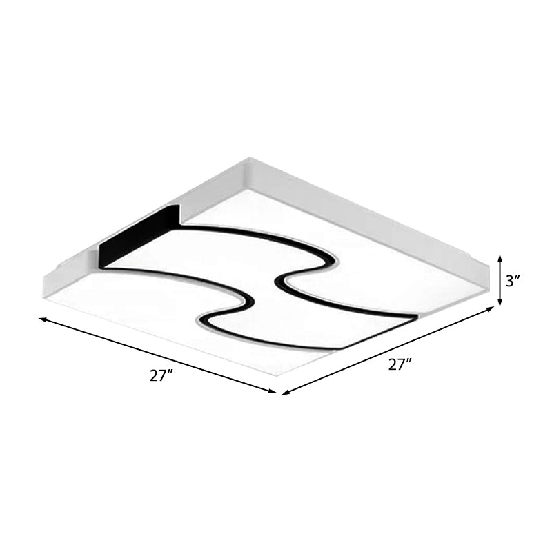 White Squared Flush Mount Fixture Modernist Style LED White Flush Mount Lighting for Living Room, 16.5"/27" Width Clearhalo 'Ceiling Lights' 'Close To Ceiling Lights' 'Close to ceiling' 'Flush mount' Lighting' 238470