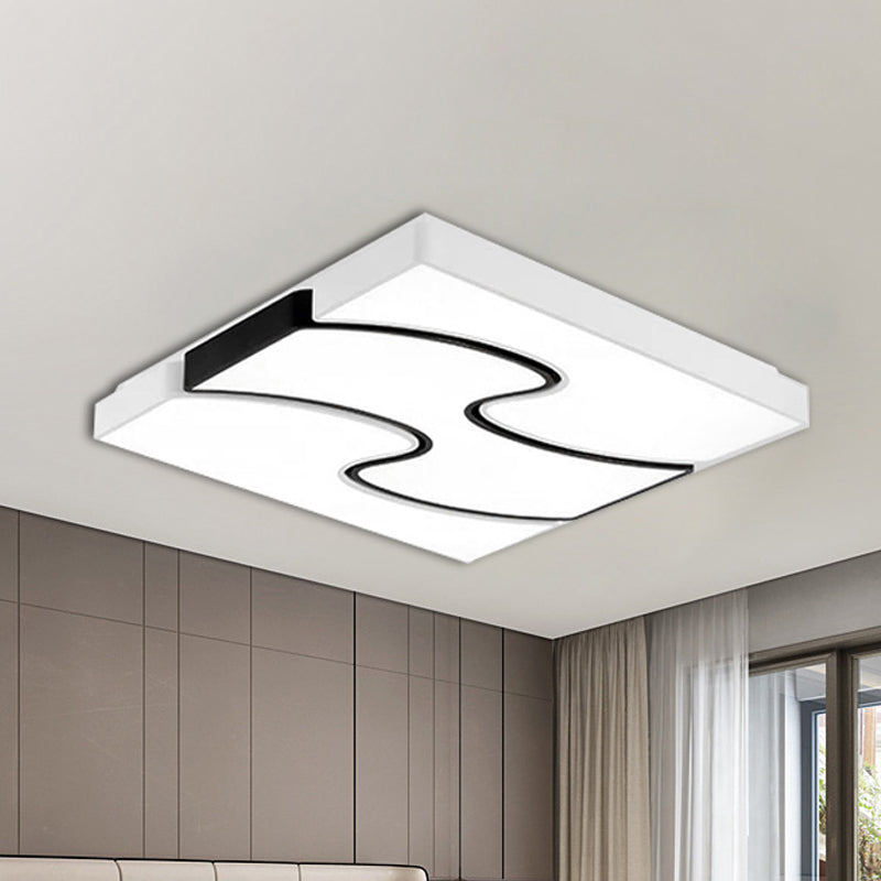 White Squared Flush Mount Fixture Modernist Style LED White Flush Mount Lighting for Living Room, 16.5"/27" Width Clearhalo 'Ceiling Lights' 'Close To Ceiling Lights' 'Close to ceiling' 'Flush mount' Lighting' 238471