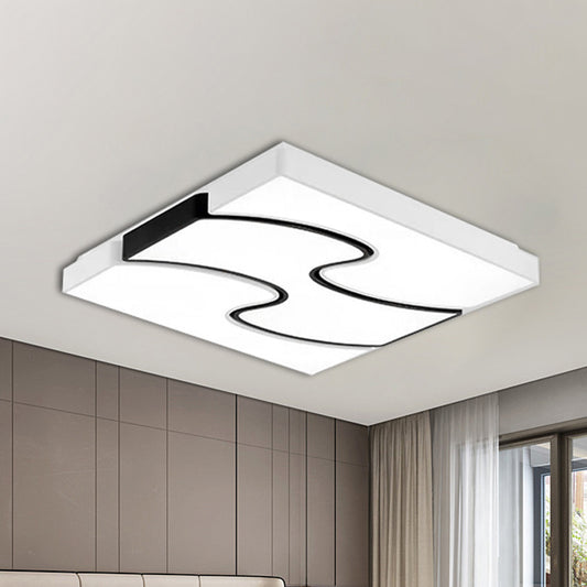 White Squared Flush Mount Fixture Modernist Style LED White Flush Mount Lighting for Living Room, 16.5"/27" Width Clearhalo 'Ceiling Lights' 'Close To Ceiling Lights' 'Close to ceiling' 'Flush mount' Lighting' 238471