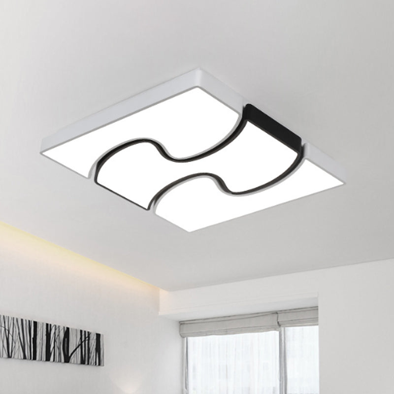 White Squared Flush Mount Fixture Modernist Style LED White Flush Mount Lighting for Living Room, 16.5"/27" Width White 27" Clearhalo 'Ceiling Lights' 'Close To Ceiling Lights' 'Close to ceiling' 'Flush mount' Lighting' 238472