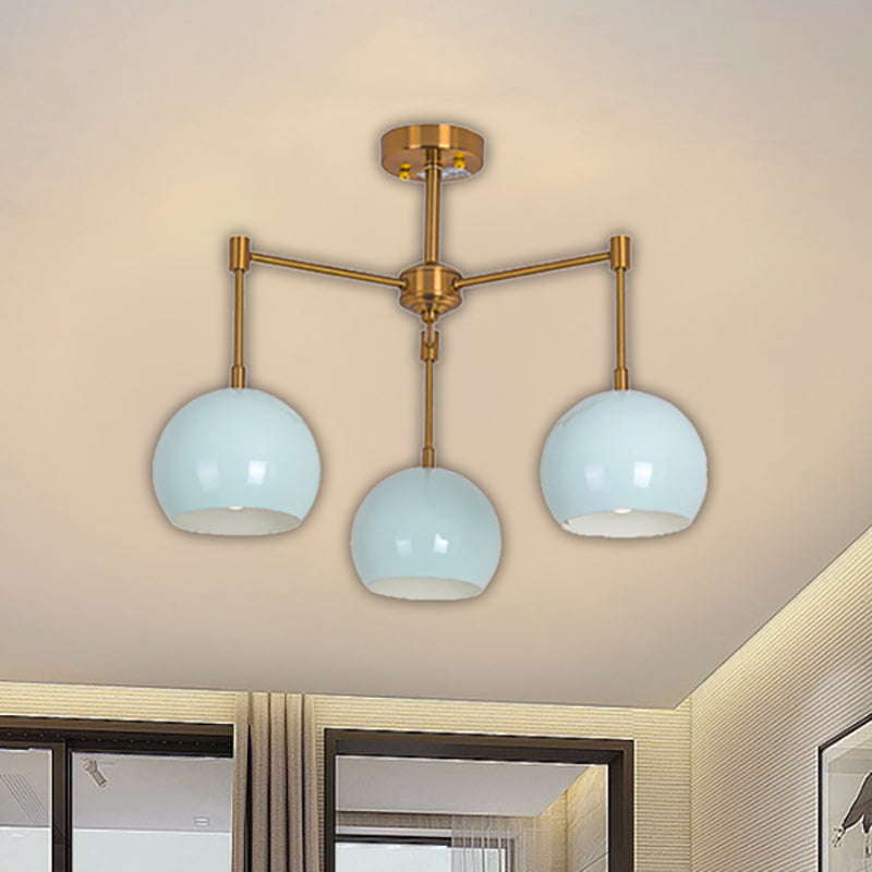 Dome Ceiling Pendant Light Macron Metal 3/6/8 Lights Blue Chandelier Lighting for Bedroom Clearhalo 'Ceiling Lights' 'Chandeliers' 'Modern Chandeliers' 'Modern' Lighting' 238481