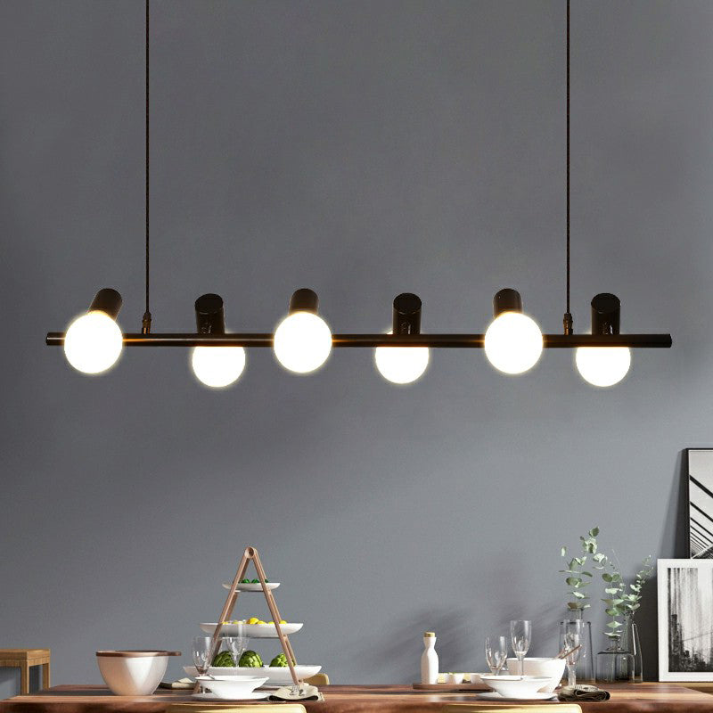 Black Naked Bulb Pendant Spotlight Industrial Iron Dining Room Island Ceiling Light Clearhalo 'Ceiling Lights' 'Island Lights' Lighting' 2384857