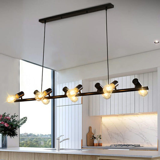 Black Naked Bulb Pendant Spotlight Industrial Iron Dining Room Island Ceiling Light Clearhalo 'Ceiling Lights' 'Island Lights' Lighting' 2384859