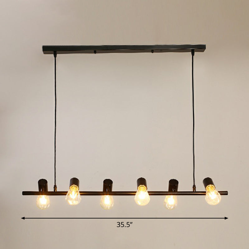 Black Naked Bulb Pendant Spotlight Industrial Iron Dining Room Island Ceiling Light 6 Black Clearhalo 'Ceiling Lights' 'Island Lights' Lighting' 2384860