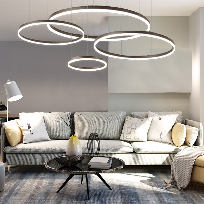 Black Loop Hanging Ceiling Light Minimalistic Metal LED Chandelier for Sitting Room Clearhalo 'Ceiling Lights' 'Chandeliers' 'Modern Chandeliers' 'Modern' Lighting' 2384868