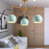 Dome Ceiling Pendant Light Macron Metal 3/6/8 Lights Blue Chandelier Lighting for Bedroom 3 Blue Clearhalo 'Ceiling Lights' 'Chandeliers' 'Modern Chandeliers' 'Modern' Lighting' 238486