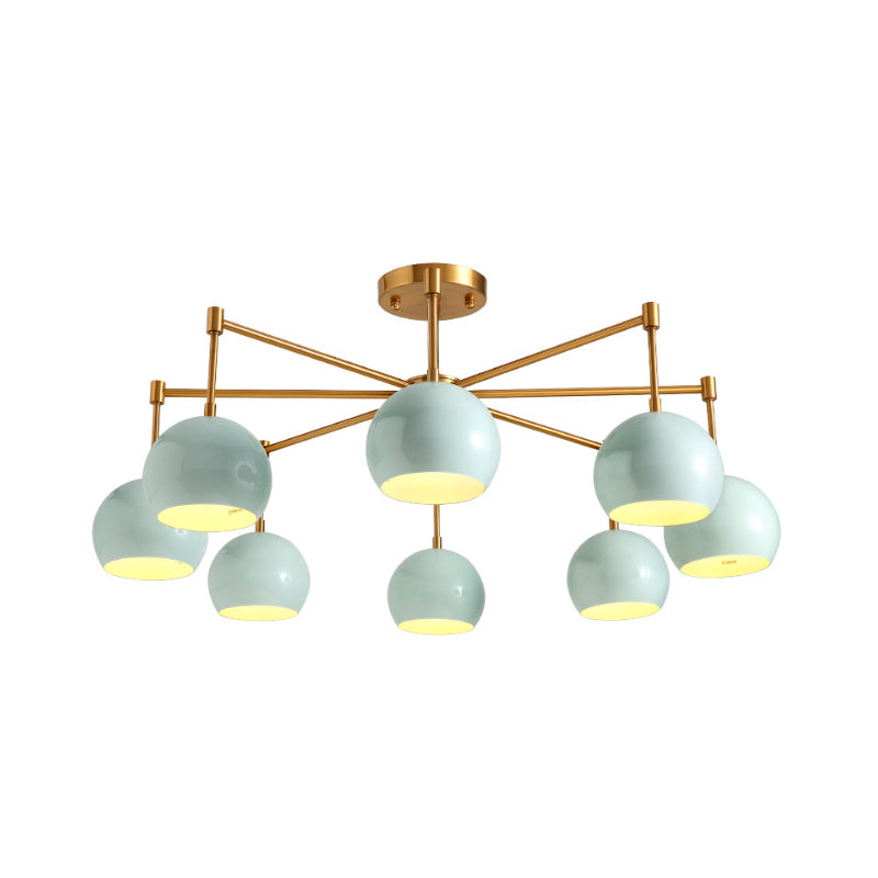 Dome Ceiling Pendant Light Macron Metal 3/6/8 Lights Blue Chandelier Lighting for Bedroom Clearhalo 'Ceiling Lights' 'Chandeliers' 'Modern Chandeliers' 'Modern' Lighting' 238488