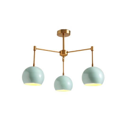 Dome Ceiling Pendant Light Macron Metal 3/6/8 Lights Blue Chandelier Lighting for Bedroom Clearhalo 'Ceiling Lights' 'Chandeliers' 'Modern Chandeliers' 'Modern' Lighting' 238492