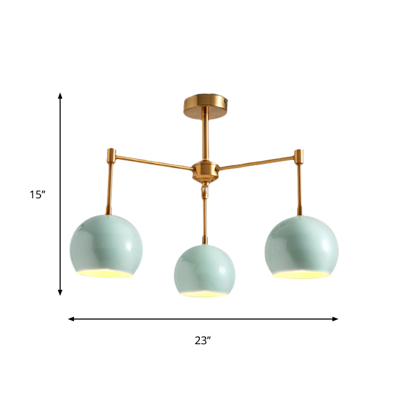 Dome Ceiling Pendant Light Macron Metal 3/6/8 Lights Blue Chandelier Lighting for Bedroom Clearhalo 'Ceiling Lights' 'Chandeliers' 'Modern Chandeliers' 'Modern' Lighting' 238493