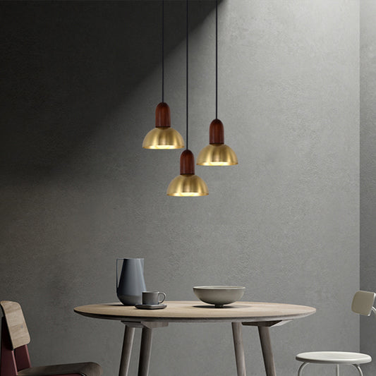 Bowl Shaped Kitchen Pendulum Light Metallic Single-Bulb Postmodern Hanging Light in Gold Clearhalo 'Ceiling Lights' 'Modern Pendants' 'Modern' 'Pendant Lights' 'Pendants' Lighting' 2384971