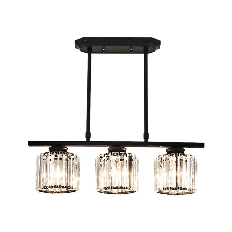 Dining Room Island Lamp Simple Style Ceiling Light with Cylindrical Crystal Shade Clearhalo 'Ceiling Lights' 'Island Lights' Lighting' 2385113