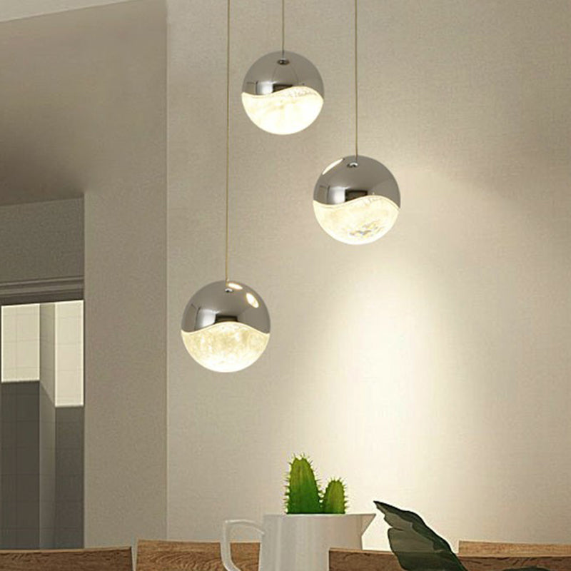 Clear Glass Globe Cluster Pendant Modern Chrome Finish LED Suspension Light for Restaurant 3 Chrome Clearhalo 'Ceiling Lights' 'Modern Pendants' 'Modern' 'Pendant Lights' 'Pendants' Lighting' 2385117