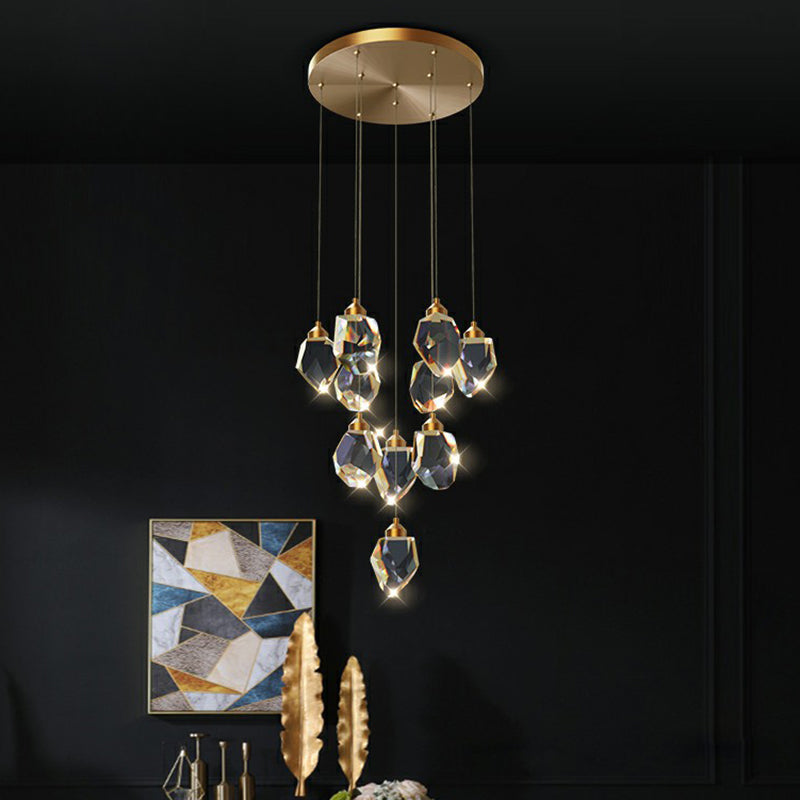 Gem Shaped LED Multi-Pendant Postmodern Crystal Clear Suspension Lighting for Dining Room Clearhalo 'Ceiling Lights' 'Modern Pendants' 'Modern' 'Pendant Lights' 'Pendants' Lighting' 2385145