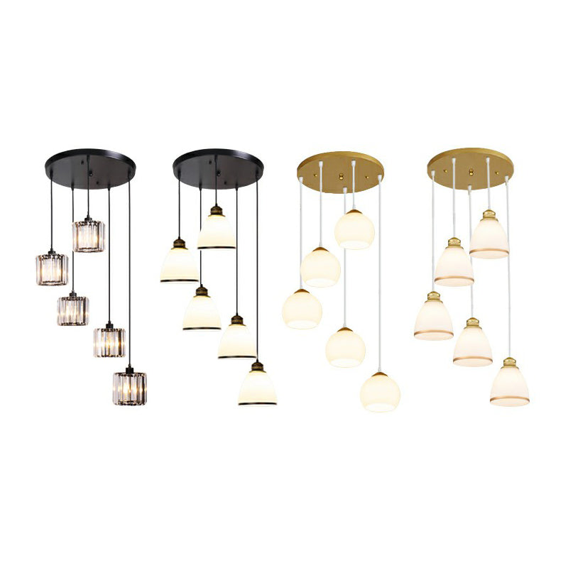 Shaded Glass Multi Light Pendant Lighting Modern Ceiling Hang Lamp for Living Room Clearhalo 'Ceiling Lights' 'Modern Pendants' 'Modern' 'Pendant Lights' 'Pendants' Lighting' 2385156