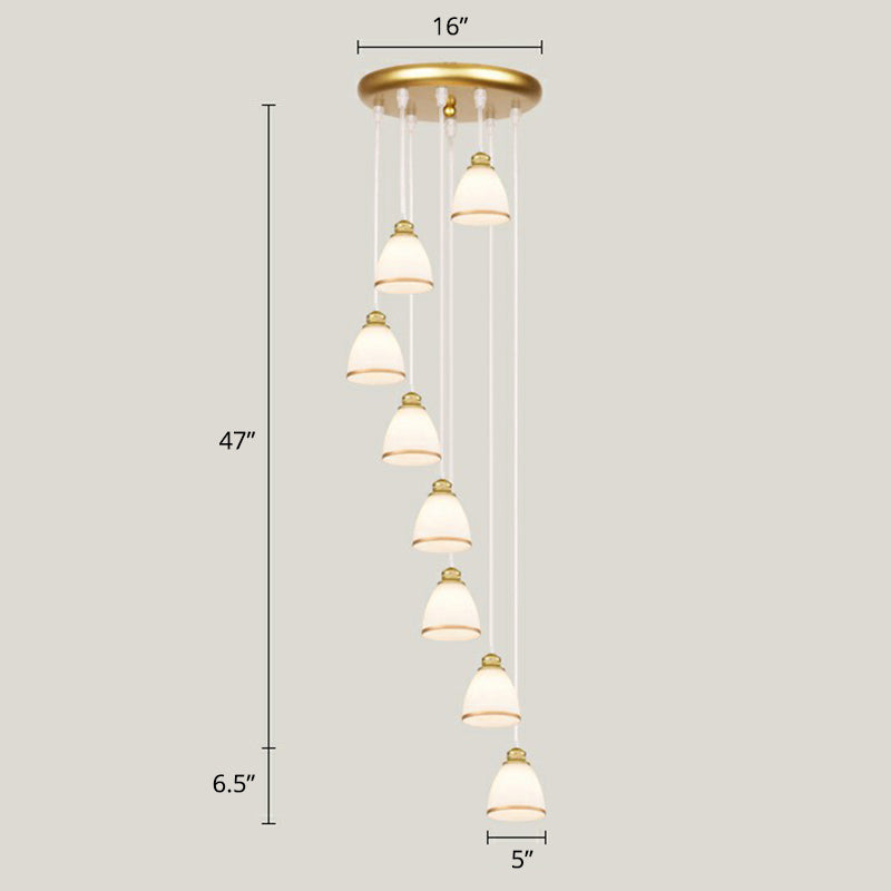 Shaded Glass Multi Light Pendant Lighting Modern Ceiling Hang Lamp for Living Room 8 White-Gold Clearhalo 'Ceiling Lights' 'Modern Pendants' 'Modern' 'Pendant Lights' 'Pendants' Lighting' 2385162