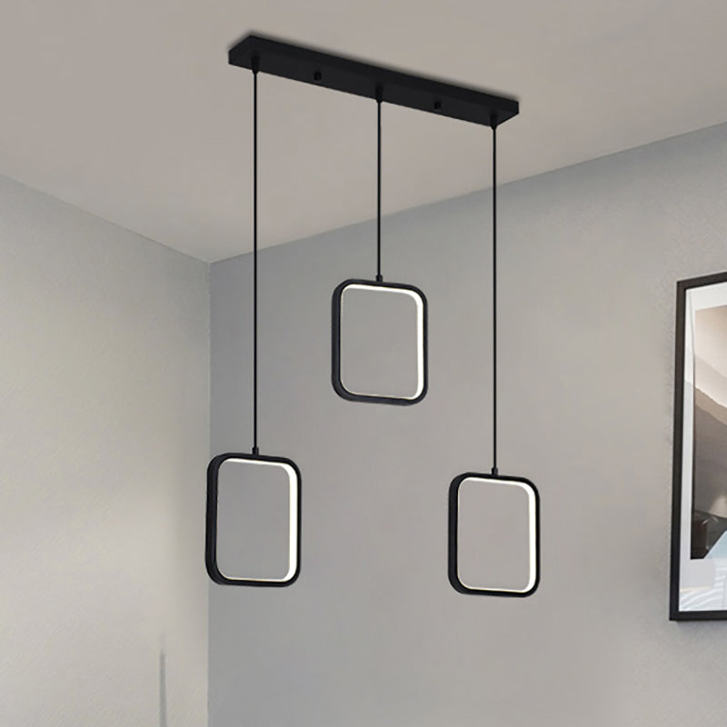 Black/White Square Drop Pendant Contemporary LED Acrylic Ceiling Lighting Fixture in Warm/White Light Black Clearhalo 'Ceiling Lights' 'Modern Pendants' 'Modern' 'Pendant Lights' 'Pendants' Lighting' 238518