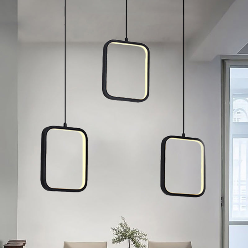 Black/White Square Drop Pendant Contemporary LED Acrylic Ceiling Lighting Fixture in Warm/White Light Clearhalo 'Ceiling Lights' 'Modern Pendants' 'Modern' 'Pendant Lights' 'Pendants' Lighting' 238519