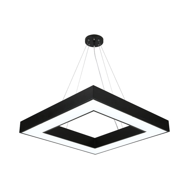 Simple LED Hanging Ceiling Light Square Chandelier Lighting with Acrylic Shade for Office Clearhalo 'Ceiling Lights' 'Chandeliers' 'Modern Chandeliers' 'Modern' Lighting' 2385208