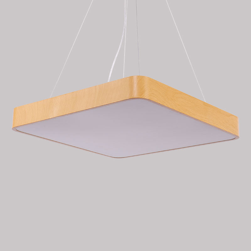 Ultrathin LED Hanging Light Fixture Minimalist Metal Wood Pendant Chandelier for Office Clearhalo 'Ceiling Lights' 'Chandeliers' 'Modern Chandeliers' 'Modern' Lighting' 2385213