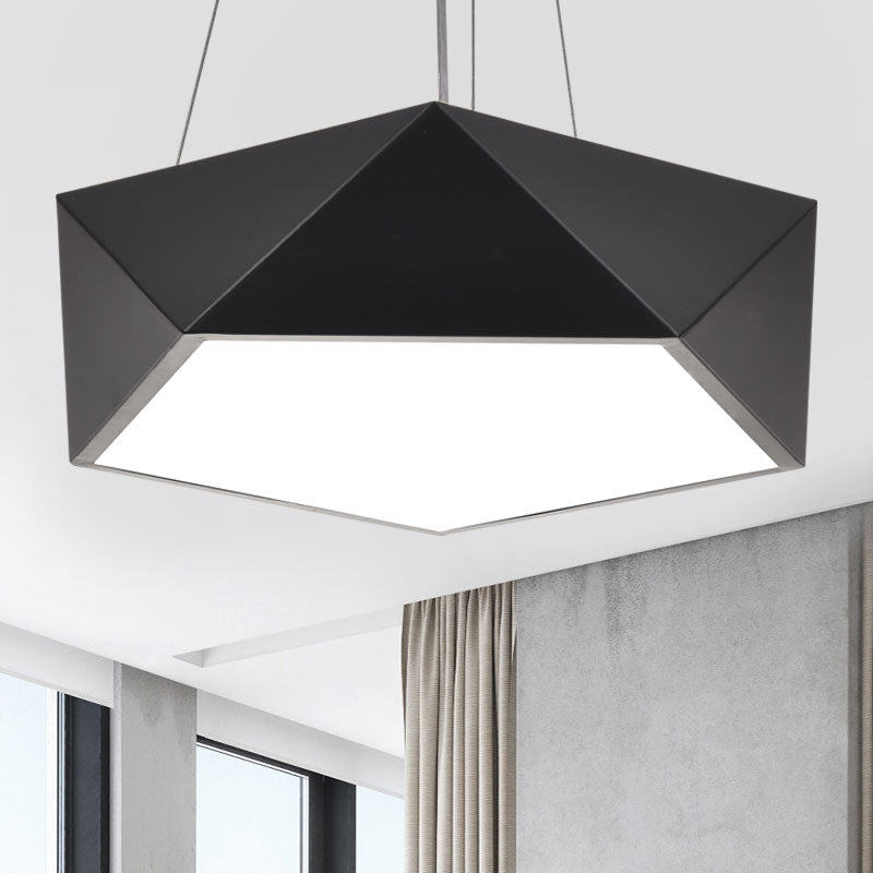 Black Pentagon LED Hanging Light Fixture Modern Metal Ceiling Chandelier for Office Clearhalo 'Ceiling Lights' 'Chandeliers' 'Modern Chandeliers' 'Modern' Lighting' 2385222