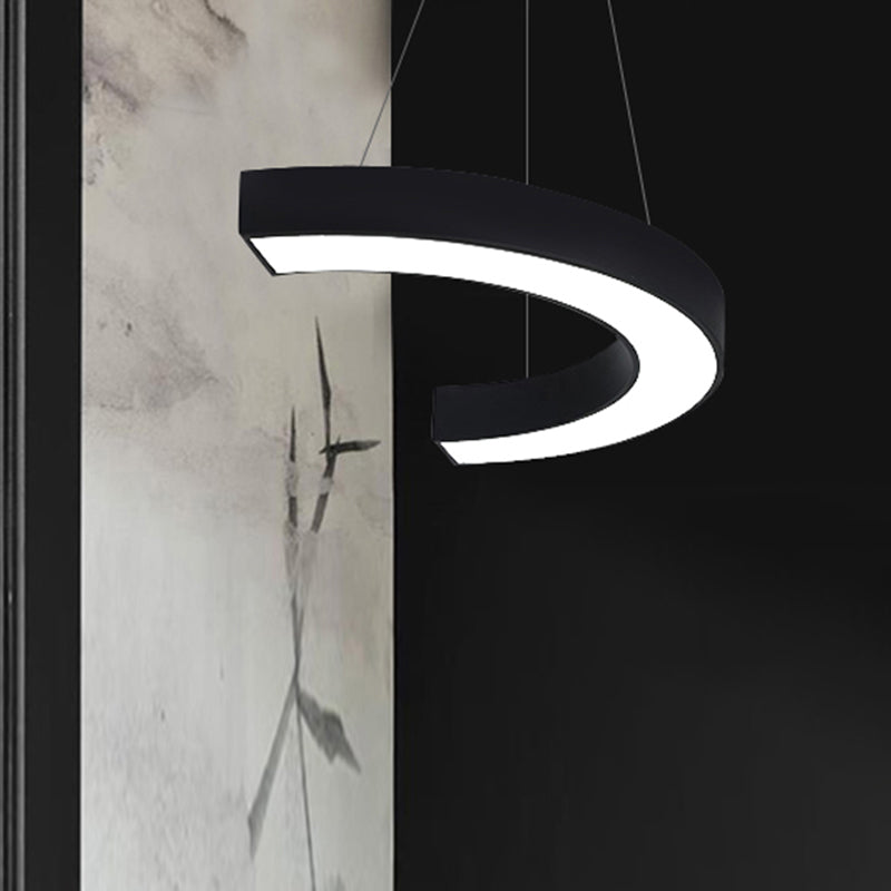 Black C Shaped Ceiling Chandelier Simplicity Acrylic LED Pendant Light Fixture for Office Clearhalo 'Ceiling Lights' 'Chandeliers' 'Modern Chandeliers' 'Modern' Lighting' 2385236
