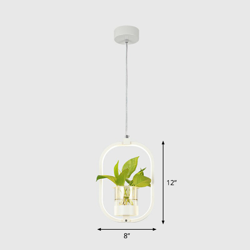 Nordic Circular LED Ceiling Pendant Acrylic Dining Room Suspension Lamp with Glass Plant Bucket Clearhalo 'Ceiling Lights' 'Pendant Lights' 'Pendants' Lighting' 2385341