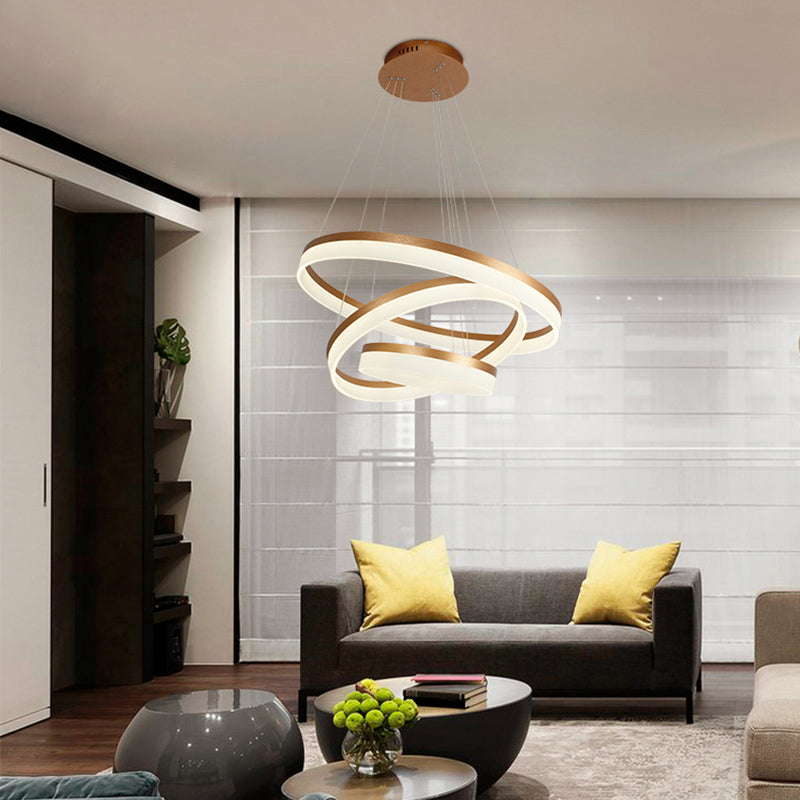 Acrylic Loop LED Ceiling Chandelier Simple Style Gold Finish Hanging Ceiling Light for Dining Room Clearhalo 'Ceiling Lights' 'Chandeliers' 'Modern Chandeliers' 'Modern' Lighting' 2385369