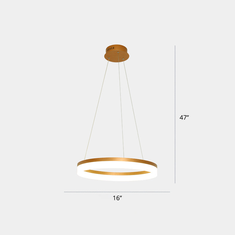 Acrylic Loop LED Ceiling Chandelier Simple Style Gold Finish Hanging Ceiling Light for Dining Room 1 Gold Remote Control Stepless Dimming Clearhalo 'Ceiling Lights' 'Chandeliers' 'Modern Chandeliers' 'Modern' Lighting' 2385377