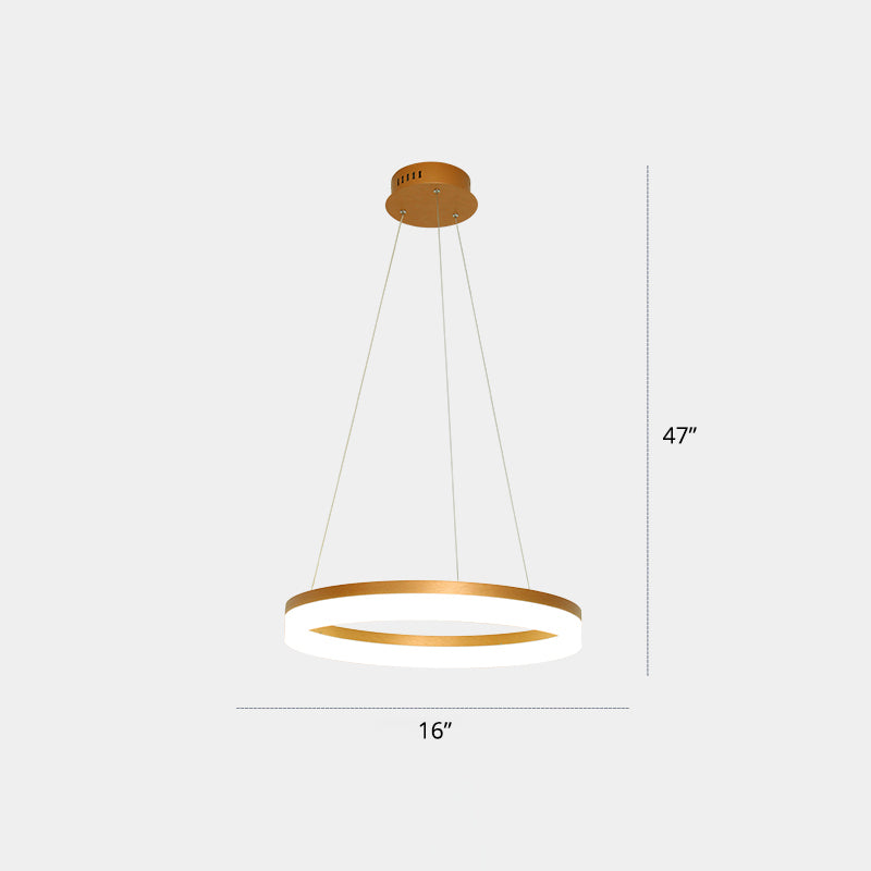 Acrylic Loop LED Ceiling Chandelier Simple Style Gold Finish Hanging Ceiling Light for Dining Room 1 Gold White Clearhalo 'Ceiling Lights' 'Chandeliers' 'Modern Chandeliers' 'Modern' Lighting' 2385379