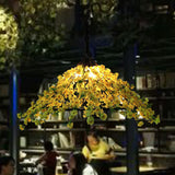 Artificial Botanic Restaurant Hanging Light Loft Style Metal Green Ceiling Chandelier Green 43" Clearhalo 'Ceiling Lights' 'Chandeliers' Lighting' 2385492