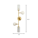 Milk and Ribbed Glass Armed Sconce Light Traditionary 4 Heads Gold Wall Lamp Fixture for Stairway Clearhalo 'Wall Lamps & Sconces' 'Wall Lights' Lighting' 238592