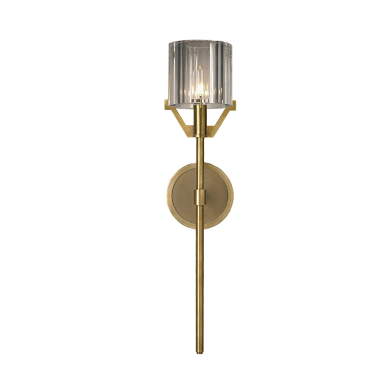 Gold Pencil Arm Sconce Light Traditional 1 Head Metal Wall Lighting Fixture for Hallway Clearhalo 'Wall Lamps & Sconces' 'Wall Lights' Lighting' 238596