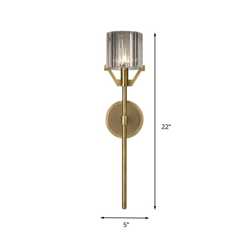 Gold Pencil Arm Sconce Light Traditional 1 Head Metal Wall Lighting Fixture for Hallway Clearhalo 'Wall Lamps & Sconces' 'Wall Lights' Lighting' 238597