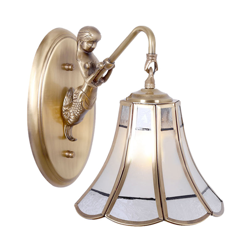 Brass Trumpet Sconce Traditionary Metal 1 Head Wall Mounted Lighting with Mermaid Clearhalo 'Wall Lamps & Sconces' 'Wall Lights' Lighting' 238639