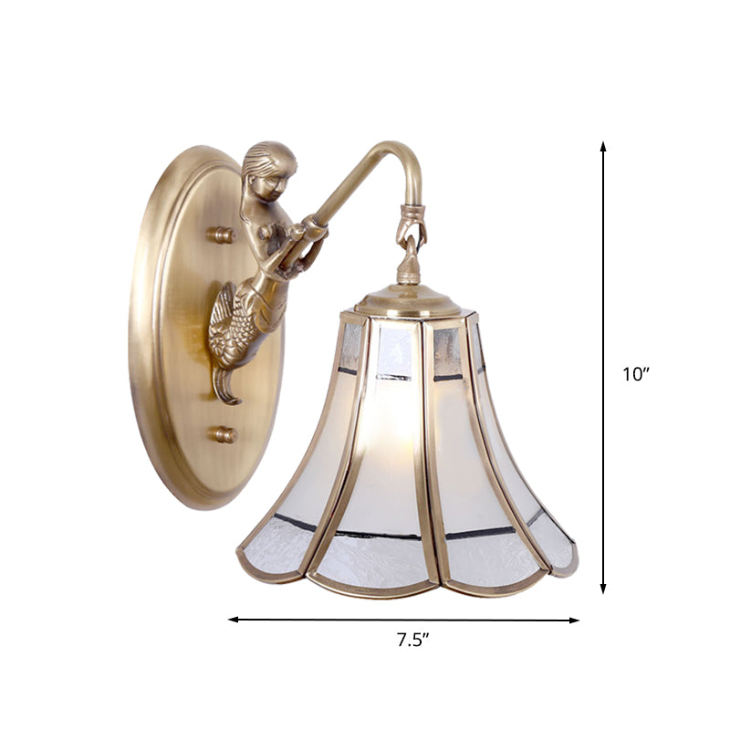 Brass Trumpet Sconce Traditionary Metal 1 Head Wall Mounted Lighting with Mermaid Clearhalo 'Wall Lamps & Sconces' 'Wall Lights' Lighting' 238640