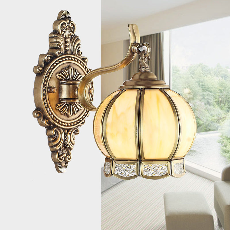 Brass Sphere Sconce Light Traditional 1 Head Metal Wall Lighting Fixture for Hallway Brass Clearhalo 'Wall Lamps & Sconces' 'Wall Lights' Lighting' 238647