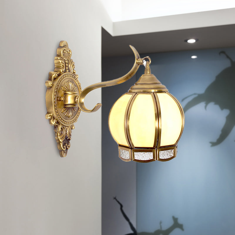 Brass Sphere Sconce Light Traditional 1 Head Metal Wall Lighting Fixture for Hallway Clearhalo 'Wall Lamps & Sconces' 'Wall Lights' Lighting' 238648