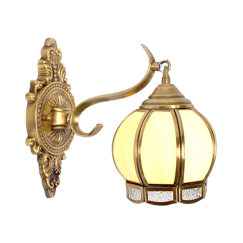 Brass Sphere Sconce Light Traditional 1 Head Metal Wall Lighting Fixture for Hallway Clearhalo 'Wall Lamps & Sconces' 'Wall Lights' Lighting' 238649