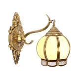 Brass Sphere Sconce Light Traditional 1 Head Metal Wall Lighting Fixture for Hallway Clearhalo 'Wall Lamps & Sconces' 'Wall Lights' Lighting' 238649