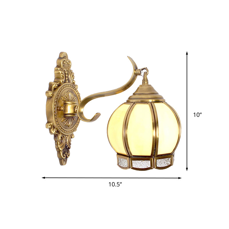 Brass Sphere Sconce Light Traditional 1 Head Metal Wall Lighting Fixture for Hallway Clearhalo 'Wall Lamps & Sconces' 'Wall Lights' Lighting' 238650