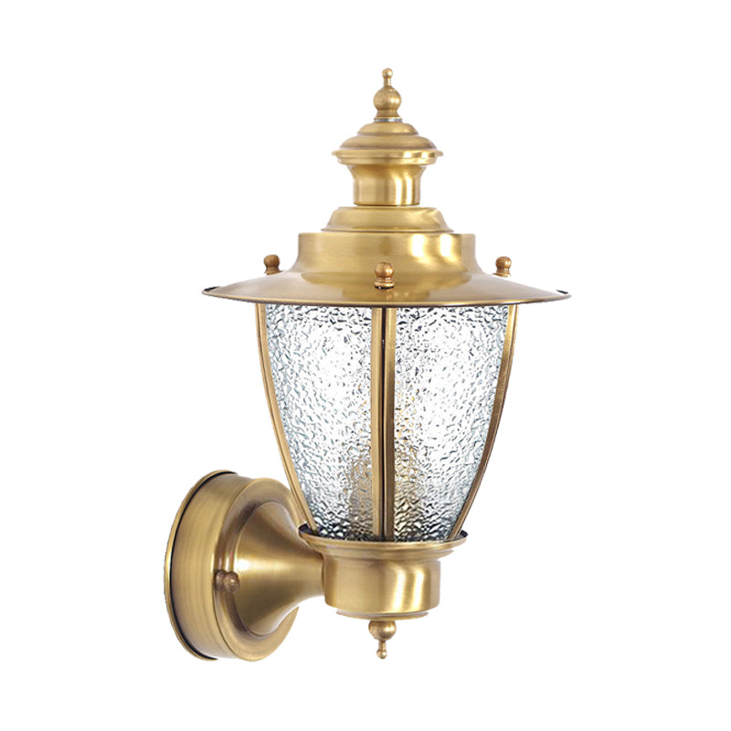 Traditional Cone Sconce Clear/Textured White Glass 1 Bulb Wall Mounted Light Fixture for Stairway Clearhalo 'Wall Lamps & Sconces' 'Wall Lights' Lighting' 238667