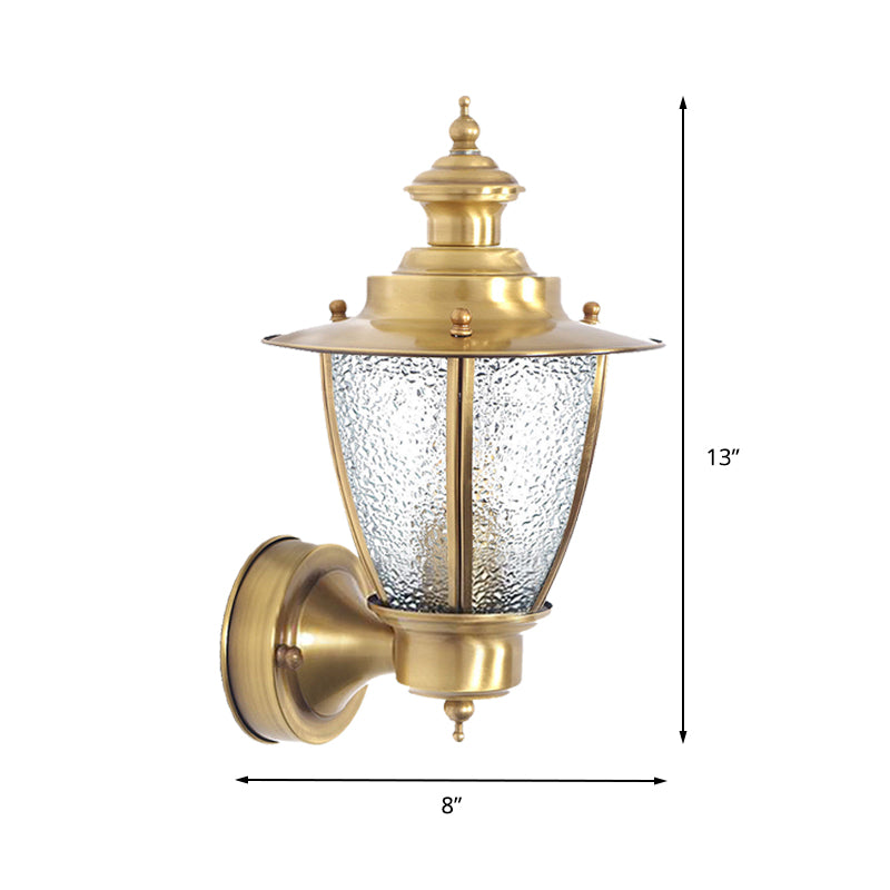 Traditional Cone Sconce Clear/Textured White Glass 1 Bulb Wall Mounted Light Fixture for Stairway Clearhalo 'Wall Lamps & Sconces' 'Wall Lights' Lighting' 238668