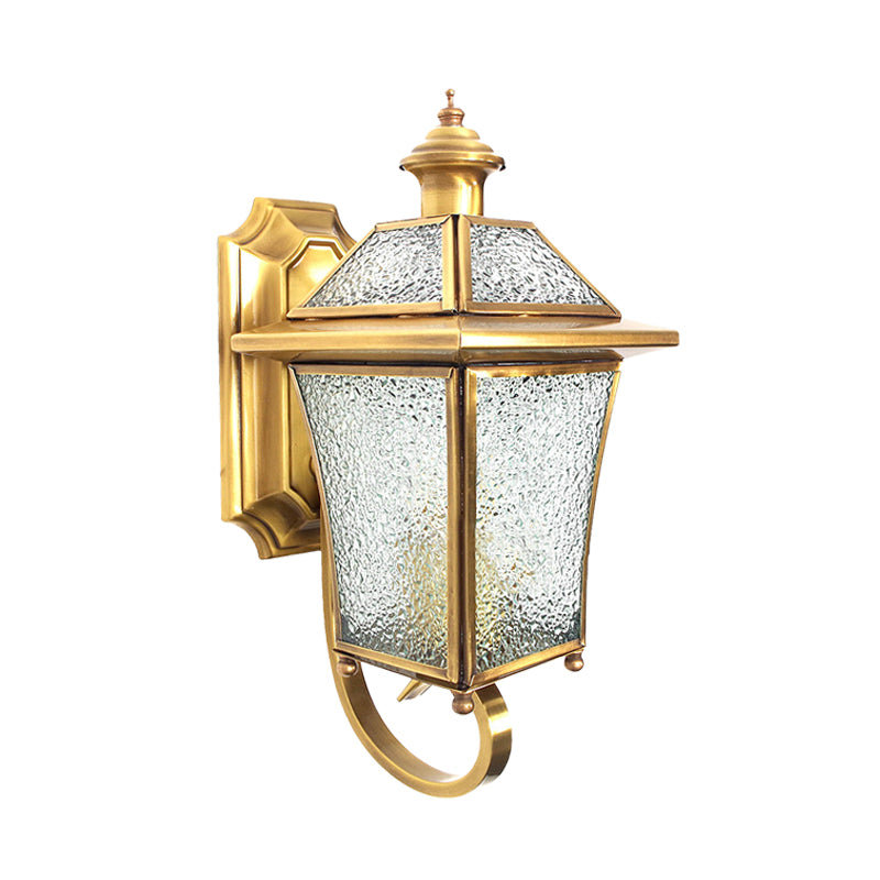 Curved Arm Sconce Light Traditionary Clear/Textured Glass 1 Bulb Wall Mounted Lamp for Balcony Clearhalo 'Wall Lamps & Sconces' 'Wall Lights' Lighting' 238676