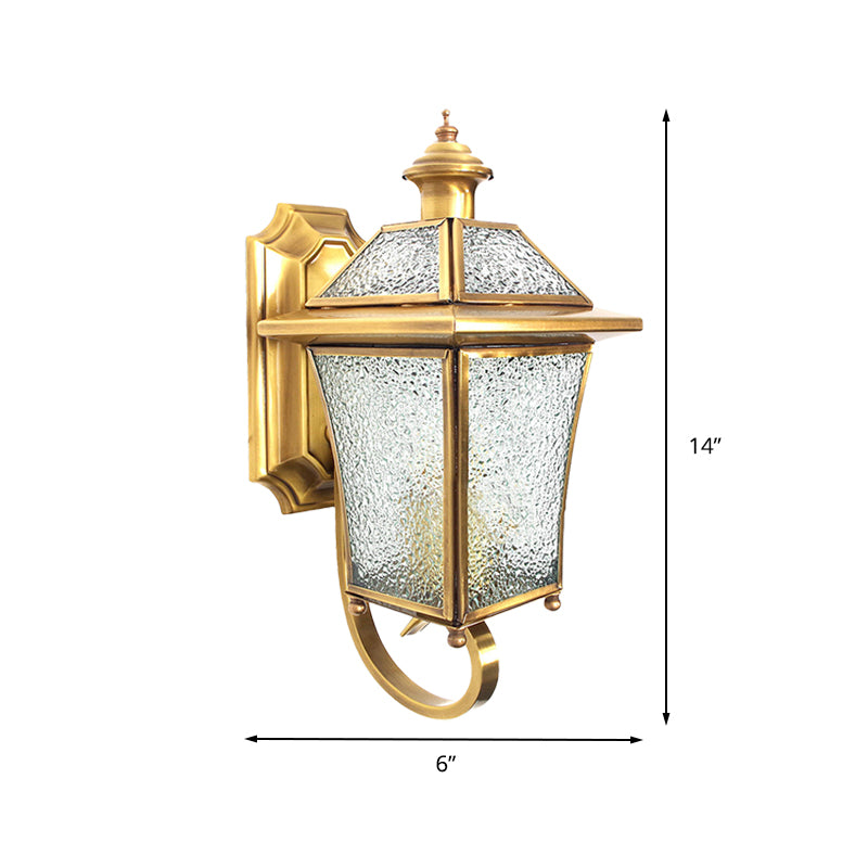 Curved Arm Sconce Light Traditionary Clear/Textured Glass 1 Bulb Wall Mounted Lamp for Balcony Clearhalo 'Wall Lamps & Sconces' 'Wall Lights' Lighting' 238677